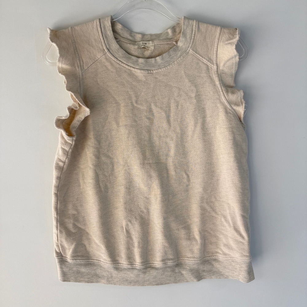 t.la Ruffle Sleeveless Sweatshirt Women Medium Oatmeal Heather Anthropologie